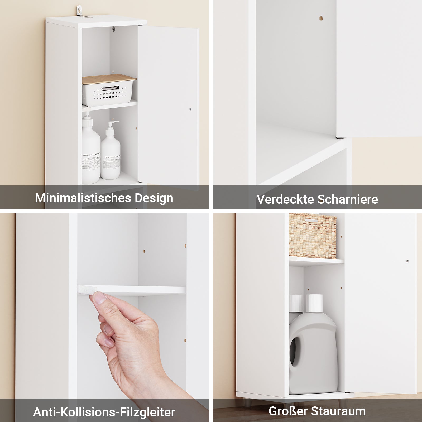 SoBuy | Badhochschrank | mit Verstellbare Ablagen schmal | Weiß | 20x180x20cm | BZR34-II-W