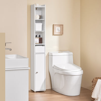 SoBuy Bad Hochschrank Schmal 20cm Weiß | 5 Fächer, 145cm hoch