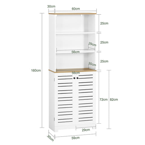 SoBuy | Badezimmer Hochschrank | Badschrank Weiß | Badezimmermöbel | BZR44-W