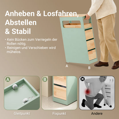 SoBuy | Nischenregal mit 3 Schubladen | Küchenregal | Rollwagen | Grün | BZR54-II-GR