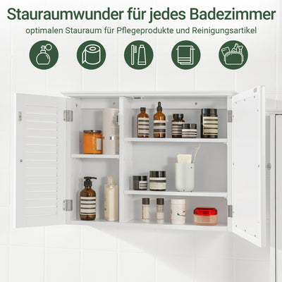 SoBuy | Spiegelschrank | Hängeschrank mit Spiegeltür | Badschrank Weiß | BZR55-W