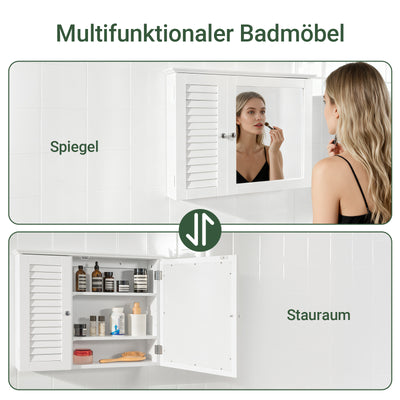 SoBuy | Spiegelschrank | Hängeschrank mit Spiegeltür | Badschrank Weiß | BZR55-W