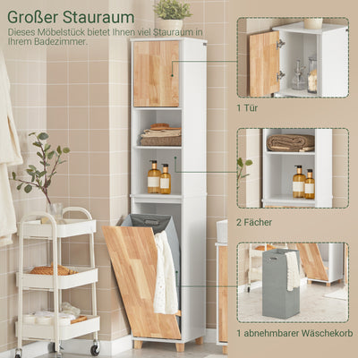 SoBuy Bad Hochschrank Badschrank Wäscheschrank | Badmöbel