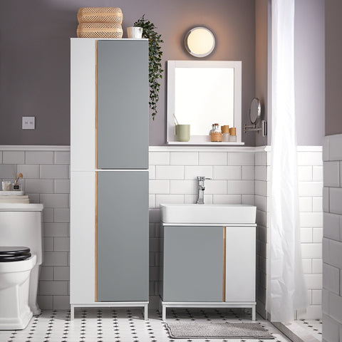 Sobuy | Koupelna vysoká skříňka Koupelna bílá | Koupelní nábytek | BZR59-W
