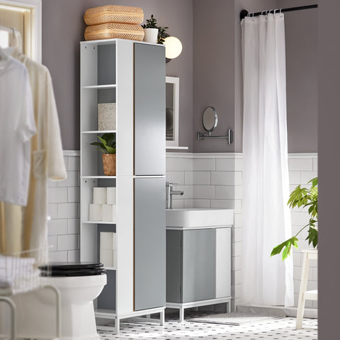Sobuy | Koupelna vysoká skříňka Koupelna bílá | Koupelní nábytek | BZR59-W