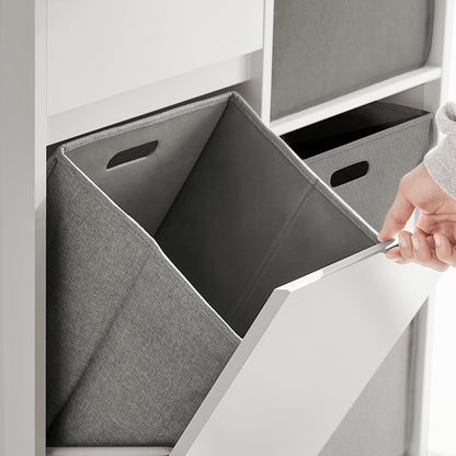 SoBuy | Wäscheschrank | Wäschesammler | Wäschekorb | Badezimmerschrank Weiß | BZR77-W