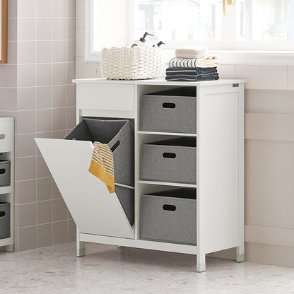 SoBuy | Wäscheschrank | Wäschesammler | Wäschekorb | Badezimmerschrank Weiß | BZR77-W