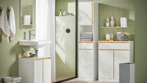 SoBuy | Bad Hochschrank | Badschrank mit 2 Türen | Badregal | Badezimmermöbel | Weiß | BZR80-W