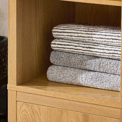 SoBuy | Badschrank mit Wäschesack | Hochschrank | Badregal | Wäscheschrank | Dunkelnatur | BZR95-SN