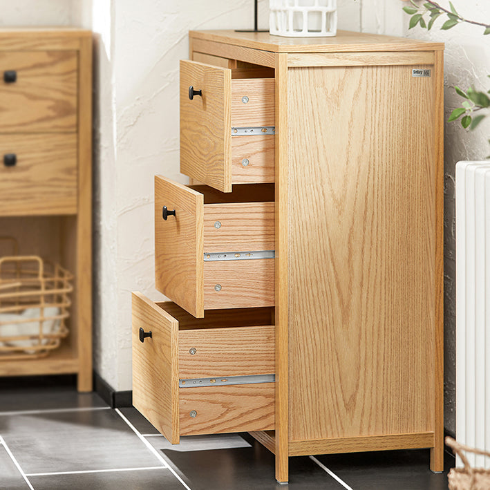 SoBuy | Wäscheschrank mit ausklappbarem Wäschesack | Badschrank | Wäschekorb | Natur | BZR97-N