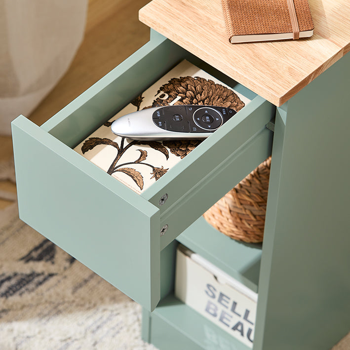 SoBuy | Nachttisch schmal |Beistelltisch mit Schublade | Grün | 20x61x35cm | FBT111-GR