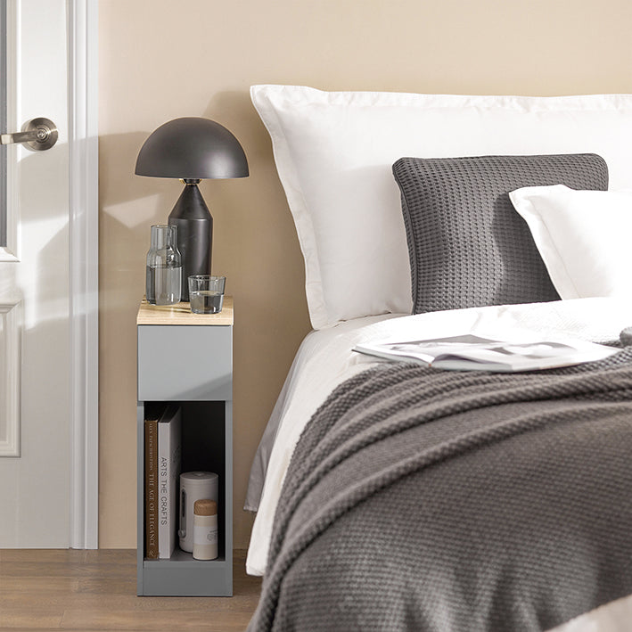 SoBuy Nachttisch schmal | mit Schublade | Hellgrau 20x60x35cm | FBT111-HG