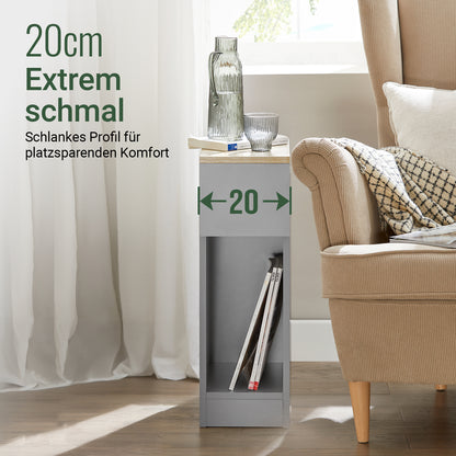 SoBuy Nachttisch 2er Set schmal Beistelltisch mit Schublade Hellgrau 20x60x35cm FBT111-HGx2