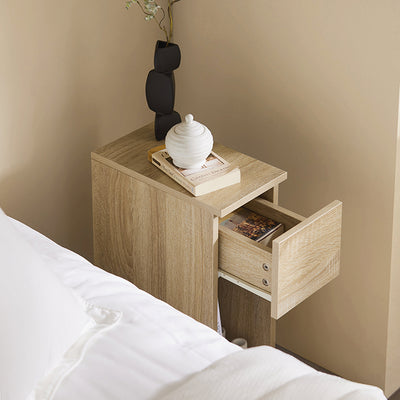 SoBuy Nachttisch schmal | mit Schublade Natur | 20x60x35cm | FBT111-N