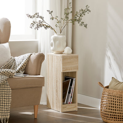 SoBuy Nachttisch schmal | mit Schublade Natur | 20x60x35cm | FBT111-N