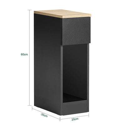 SoBuy Nachttisch schmal Beistelltisch mit Schublade Schwarz 20x60x35cm FBT111-SCH
