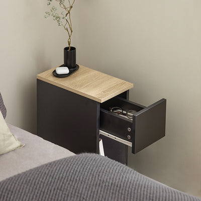 SoBuy Nachttisch schmal Beistelltisch mit Schublade Schwarz 20x60x35cm FBT111-SCH