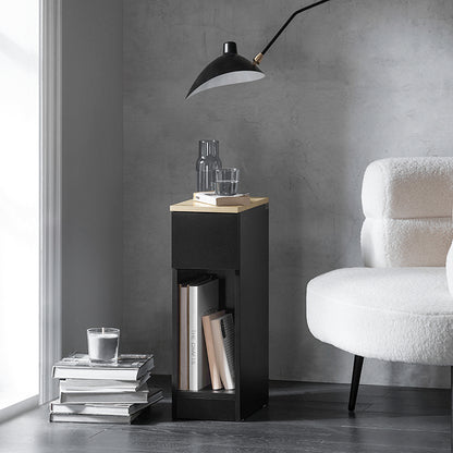 SoBuy | Nachttisch 2er Set schmal | Beistelltisch mit Schublade | Schwarz 20x60x35cm | FBT111-SCHx2