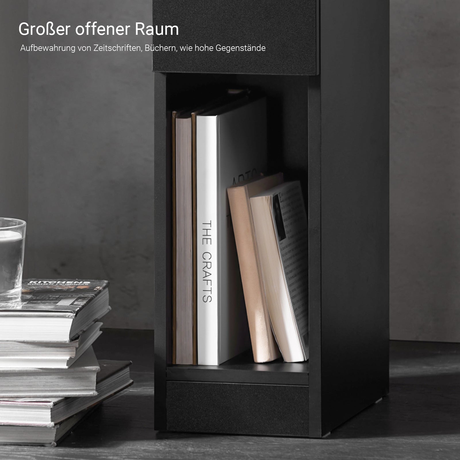 Vorverkauf | SoBuy Nachttisch schmal Beistelltisch mit Schublade Schwarz 20x60x35cm FBT111-SCH