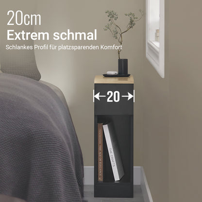 Vorverkauf | SoBuy Nachttisch schmal Beistelltisch mit Schublade Schwarz 20x60x35cm FBT111-SCH
