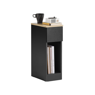 SoBuy Nachttisch schmal Beistelltisch mit Schublade Schwarz 20x60x35cm FBT111-SCH