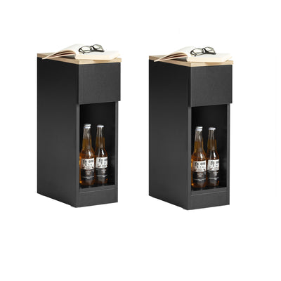 SoBuy | Nachttisch 2er Set schmal | Beistelltisch mit Schublade | Schwarz 20x60x35cm | FBT111-SCHx2