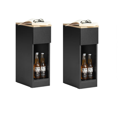 SoBuy | Nachttisch 2er Set schmal | Beistelltisch mit Schublade | Schwarz 20x60x35cm | FBT111-SCHx2