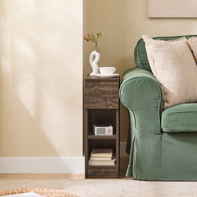 SoBuy | Nachttisch schmal Beistelltisch | mit Schublade Braun | 20x60x35cm | FBT111-SN