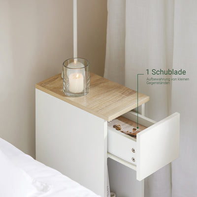 nachttisch aufbewahrung SoBuy 2er Set Nachttisch Schmal mit Schublade Nachtschrank Beistelltisch Weiß 20cm FBT111-WNx2 – SoBuy.de
