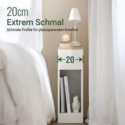 SoBuy Nachttisch schmal Beistelltisch mit Schublade Weiß 20x60x35cm FBT111-WN