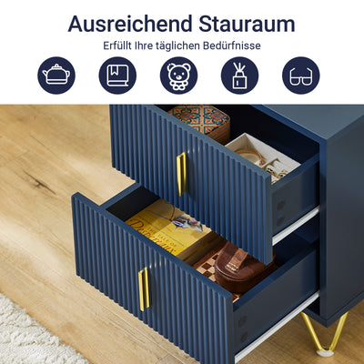 SoBuy | Nachttisch mit 2 Schubladen | Moderner Sofatisch | Beistelltisch | Blau | FBT115-B