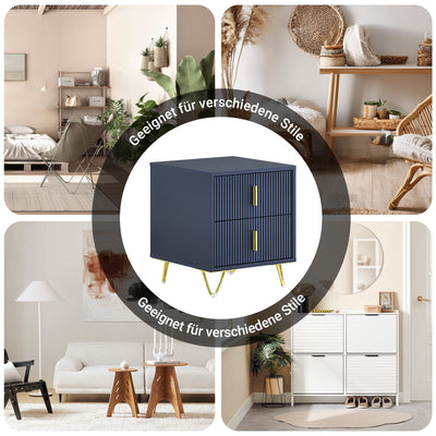 SoBuy | Nachttisch mit 2 Schubladen | Moderner Sofatisch | Beistelltisch | Blau | FBT115-B