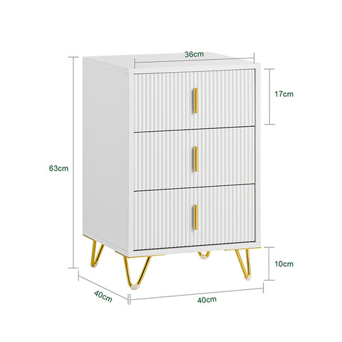 SoBuy | Nachttisch mit 3 Schubladen | Sofatisch | Beistelltisch | Weiß | FBT115-L-W