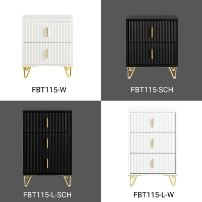 SoBuy | Nachttisch mit 3 Schubladen | Sofatisch | Beistelltisch | Weiß | FBT115-L-W