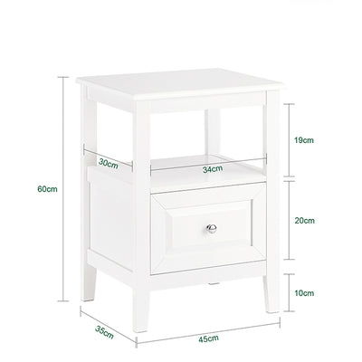 Vorverkauf | SoBuy | Nachttisch | Beistelltisch mit 1 Schublade | Sofatisch | Weiß | FBT131-W