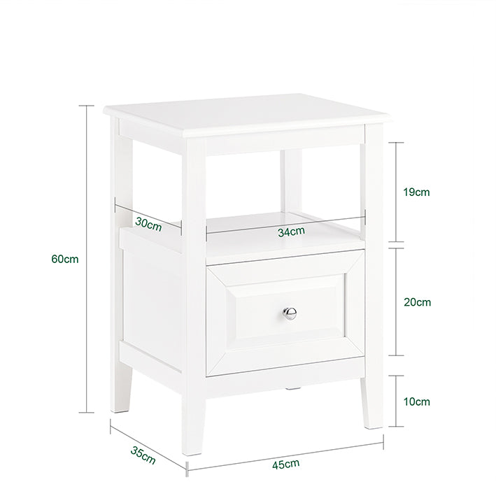 SoBuy | Nachttisch | Beistelltisch mit 1 Schublade | Sofatisch | Weiß | FBT131-W