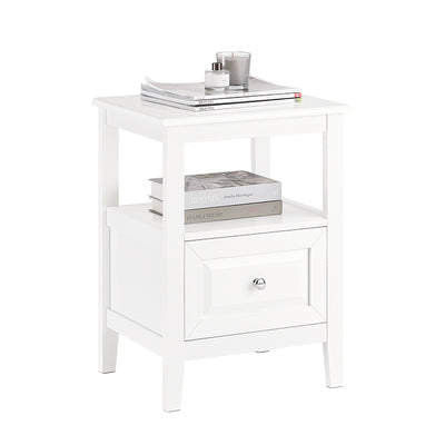 Vorverkauf | SoBuy | Nachttisch | Beistelltisch mit 1 Schublade | Sofatisch | Weiß | FBT131-W