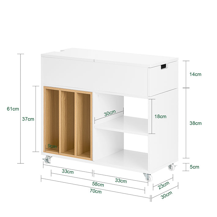 SoBuy | Aktenschrank  | Aktenschrankwagen | Druckertisch | Rollcontainer | Weiß | FBT134-W
