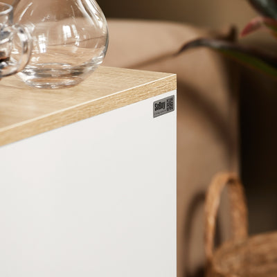 SoBuy | Nachttisch schmal Beistelltisch | mit 2 Schubladen Weiß | 20x60x35cm | FBT149-WN