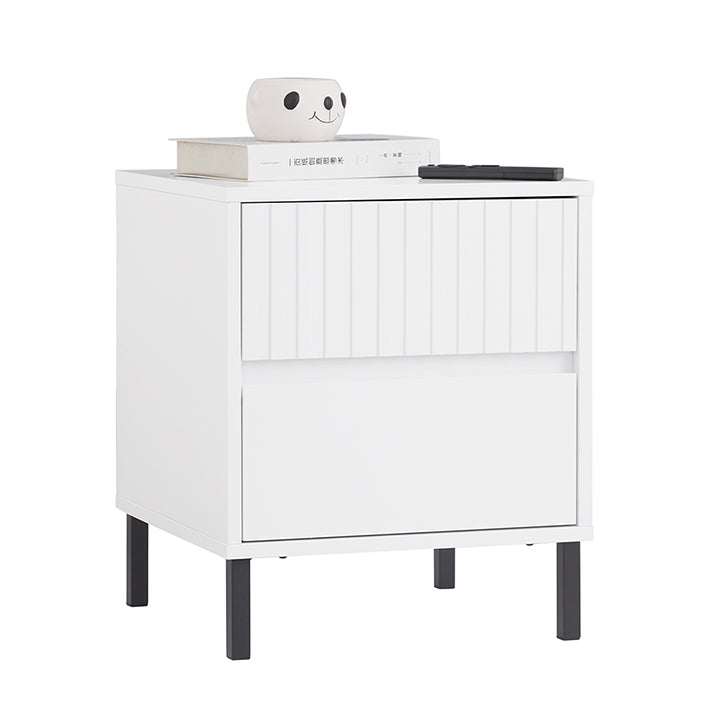 SoBuy | Nachttisch mit 2 Schubladen | Beistelltisch | Sofatisch | Telefontisch | Weiß | FBT157-W