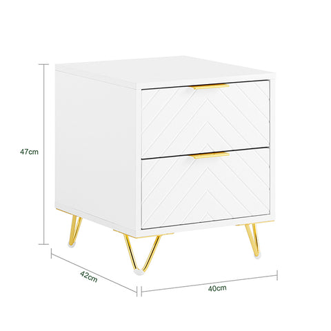 SoBuy | Nachttisch mit 2 Schubladen | Sofatisch | Beistelltisch | Weiß | FBT160-W