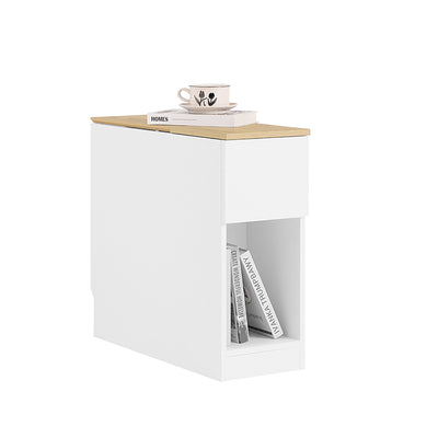 SoBuy | Nachttisch Beistelltisch Sofatisch Teetisch | Weiß-Natur | 25x60x65cm | FBT162-WN