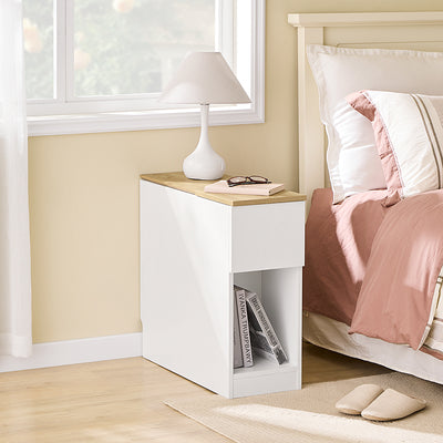 SoBuy | Nachttisch Beistelltisch Sofatisch Teetisch | Weiß-Natur | 25x60x65cm | FBT162-WN