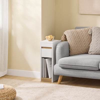 SoBuy | Nachttisch Beistelltisch Sofatisch Teetisch | Weiß-Natur | 20x60x35 cm | FBT163-WN