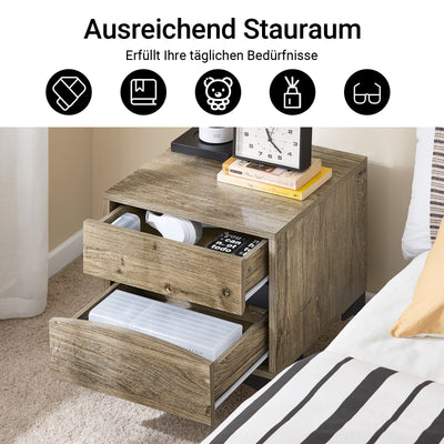 SoBuy Nachttisch Nachtschrank mit 2 Schubladen Natur 40×40×47 cm FBT165-N