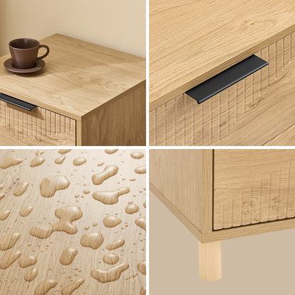 SoBuy Nachttisch Nachtschrank mit 2 Schubladen Natur B40 x T42 x H47 cm FBT166-N