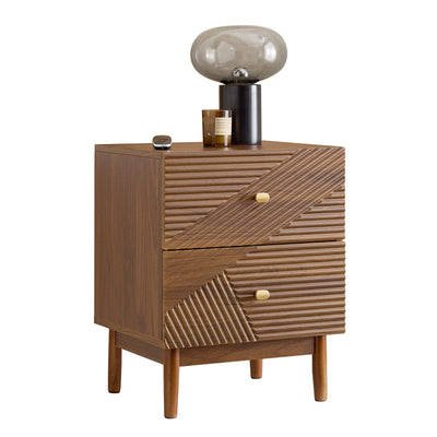 SoBuy | Vintage Nachttisch | Beistelltisch | mit 2 Schubladen | Braun | B45 × T40 × H58 cm | FBT170-N