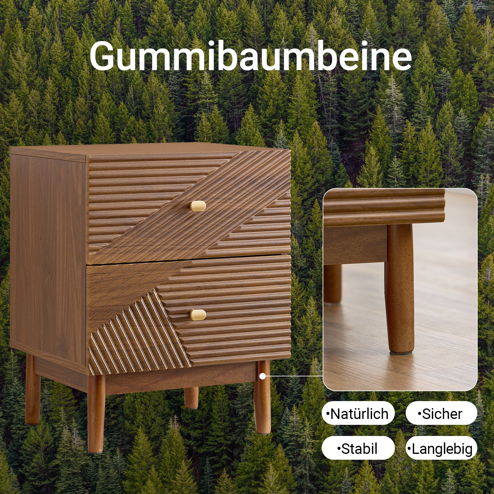 SoBuy | Vintage Nachttisch | Beistelltisch | mit 2 Schubladen | Braun | B45 × T40 × H58 cm | FBT170-N