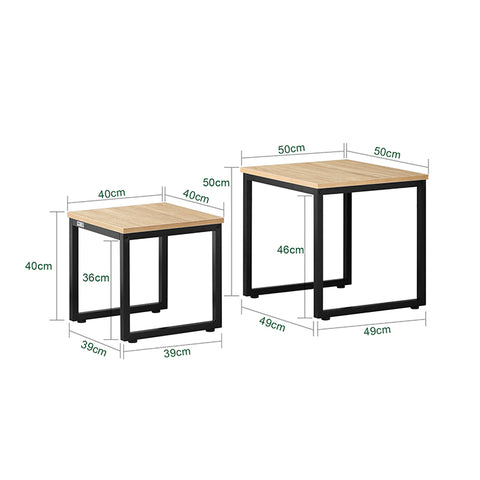 SoBuy | 2 Satztische | Sofatisch | Couchtisch Schwarz | FBT42-N