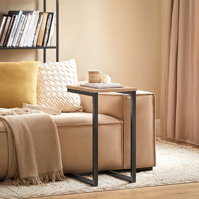 SoBuy | Beistelltisch Metall | Couchtisch Sofa | Laptoptisch | Natur/Schwarz | FBT44-N